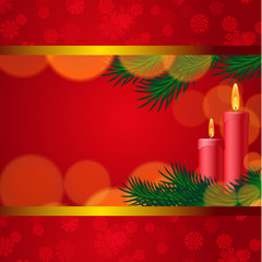 Christmas background with candles and fir tree