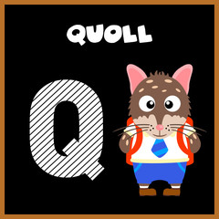 The English alphabet letter Q, Quoll