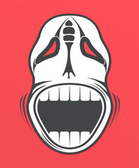 Skull on red background