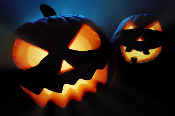 Halloween pumpkins closeup -  jack o'lantern