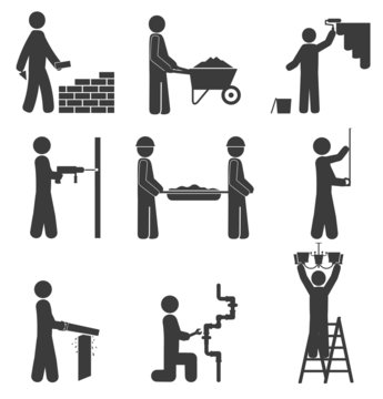 Construction icons, renovation, plumbing
