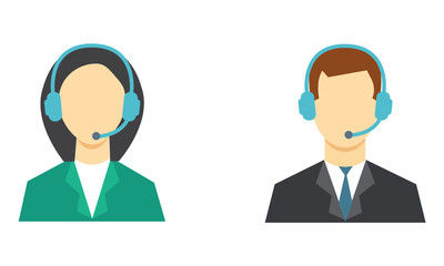 Call center avatar. Male and female avatar icon.