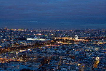 skyline of paris at night