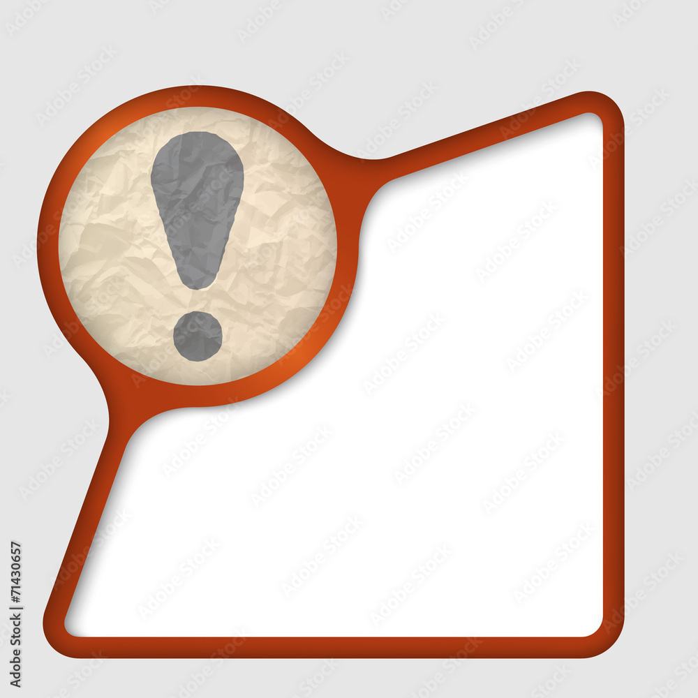Poster abstract frame with texture of crumpled paper and exclamtion mar