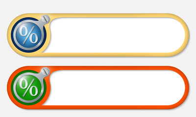 vector buttons with screw and percent symbol