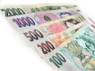 Czech money on white background