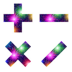 Set of mathematical signs, firework