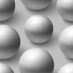 Seamless pattern with realistic grey spheres