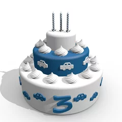 Foto op Plexiglas Drie jaar oud geworden - feest met taart © emieldelange