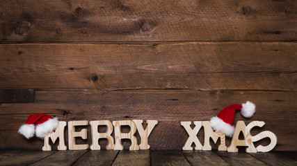 Merry Xmas Weihnachtskarte: Holz Hintergrund weihnachtlich