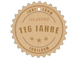 je116 JubiläumsEtikett 116 - vintagedesign - 116 Jahre - g2016