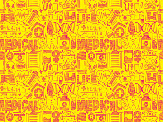 seamless doodle medical pattern