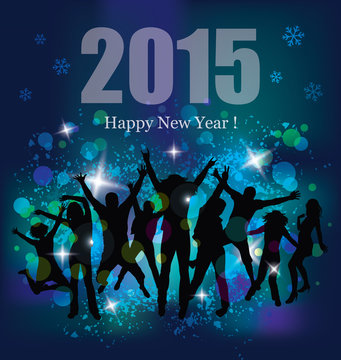 Happy New Year 2015. Party Background And Young People.