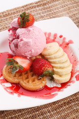 waffle with ice cream