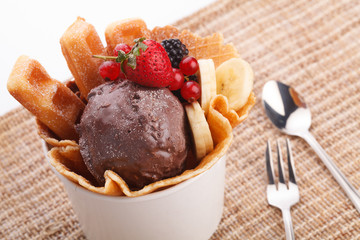 waffle with ice cream