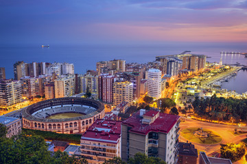Naklejka premium Malaga, Spain Cityscape on the Mediterranean