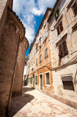 old narrow street at city of Kotor, Montenegro