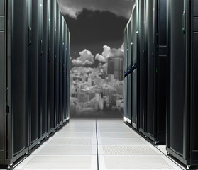 Data center over the technology city