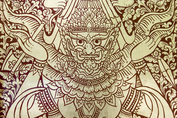 Traditional Asian art drawing on the wall