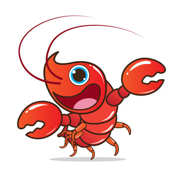 Lobster cute cartoon eps 10 vector