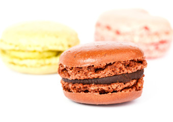 Color macarons isolated on white background