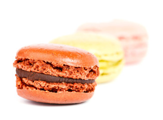 Color macarons isolated on white background