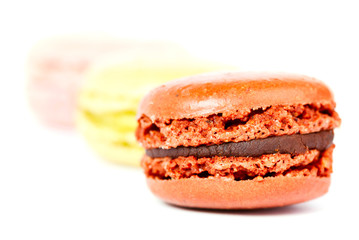 Color macarons isolated on white background