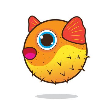 Puffer fish cute cartoon eps 10 vector