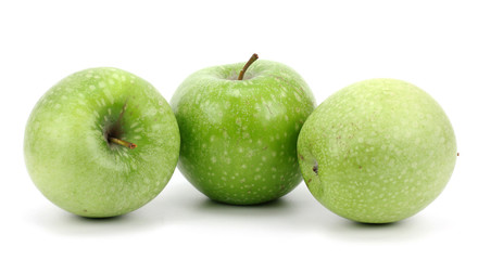 Green apples on a white background.