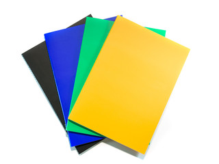 Stack of notebooks isolated on white background