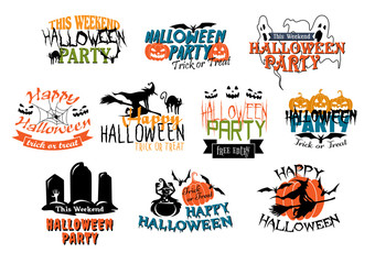 Halloween party and Happy Halloween designs