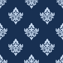 Pretty blue damask style arabesque pattern