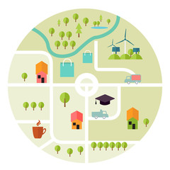 Fototapeta premium Places icons with Vector map