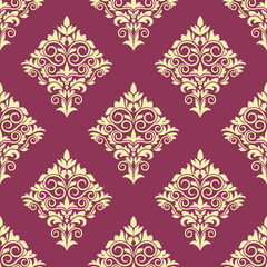 Purple and beige floral arabesque pattern
