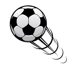 Football speeding through the air