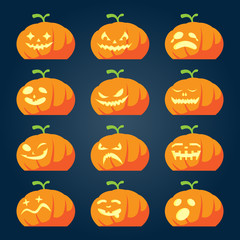 Set of halloween pumpkin faces