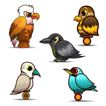 Bird cartoon set collection eps 10 vector