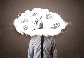 Elegant business man cloud head with hand drawn graphs