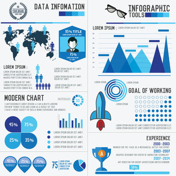 Elements of info graphic design,blue version,clean vector