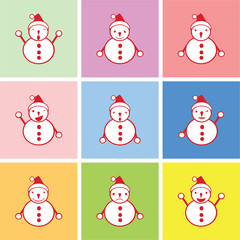 snowman graphic with happy, sad and boring emotions vector