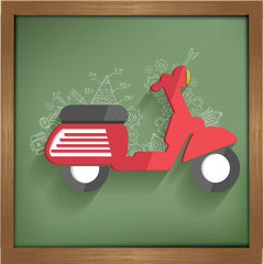 Motorcycle design on blackboard background,clean vector