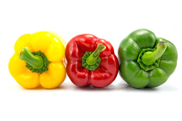 Colored Fresh Sweet Pepper on White Background.