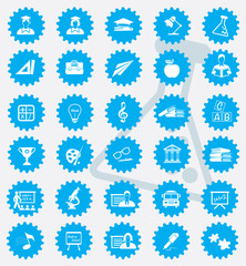 Education icon set,blue version,clean vector