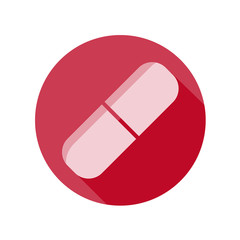 Flat Medical Pill Icon With Long Shadow