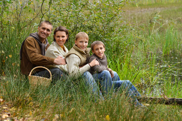 Family of four picking