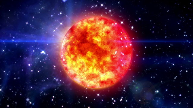 solar sun in the space night background
