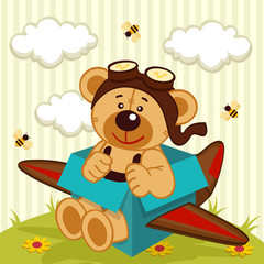 Obraz na płótnie Canvas teddy bear made plane - vector illustration, eps