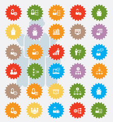 Human resource and business icon set,colour version,clean vector
