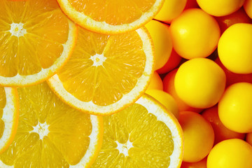 Orange slice with vitamin pills