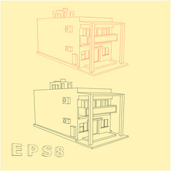 house in the shape of a rectangle in the style of 3d